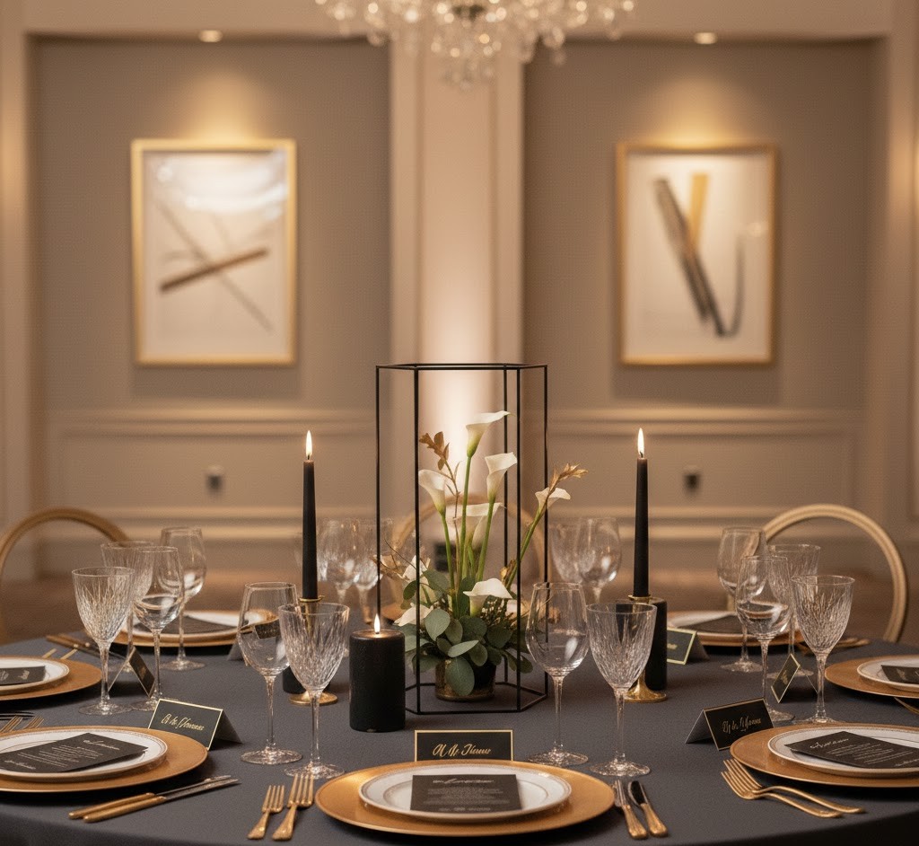 Professional corporate event table decor