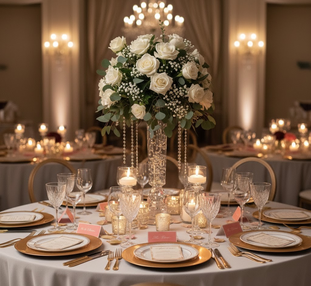 Classic elegant wedding table decor